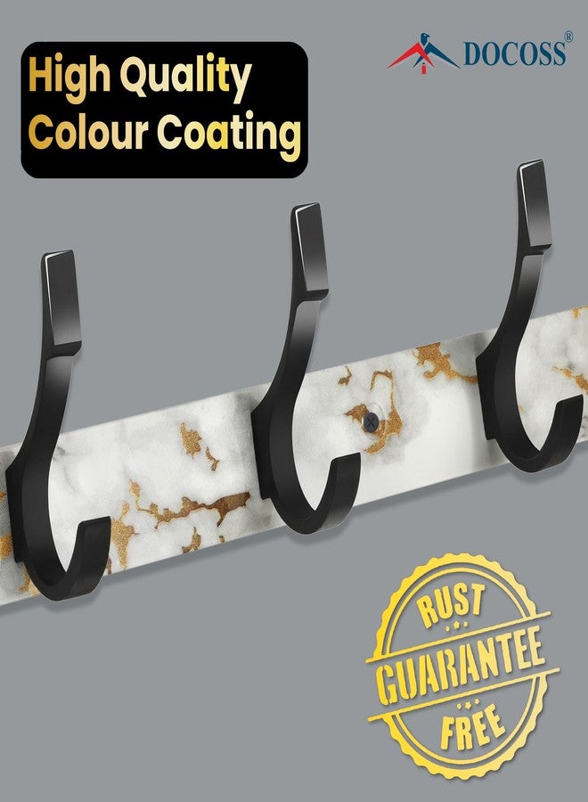 DOCOSS- Long Cloth Hangers for Wall Door/Hooks for Clothes Hanging Bathroom Cloth Hanger Wall Mounted for Hanging Clothes,Shirt,Towel (Pack of 1, White (Black Hooks) - Image 2